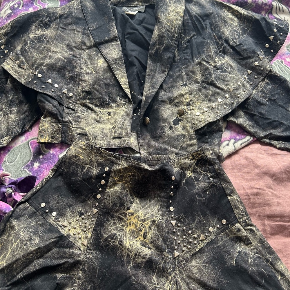 Vintage Punk Gothic Studded Two Piece Set